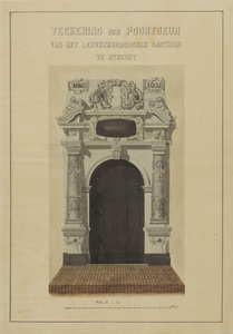 216659 Opstand van de toegangspoort van het hoofdgebouw van de Bruntskameren (Bruntenhof 5) te Utrecht.